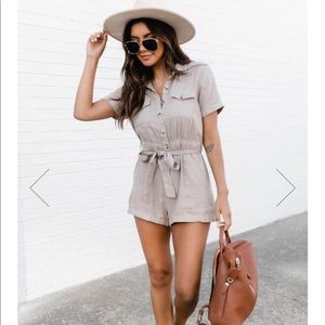 Pink lily A MILLION MILES MOCHA UTILITY ROMPER